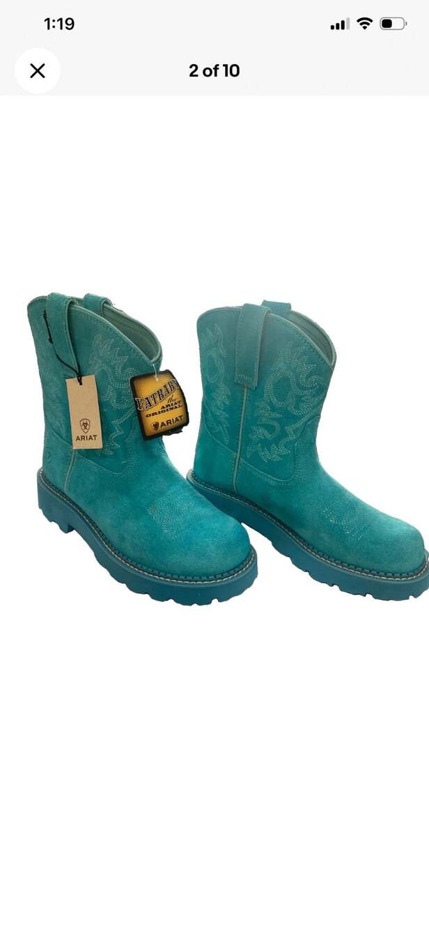 Ariat Women's Solid Turquoise Fatbaby Western Boots Size 7.5B
